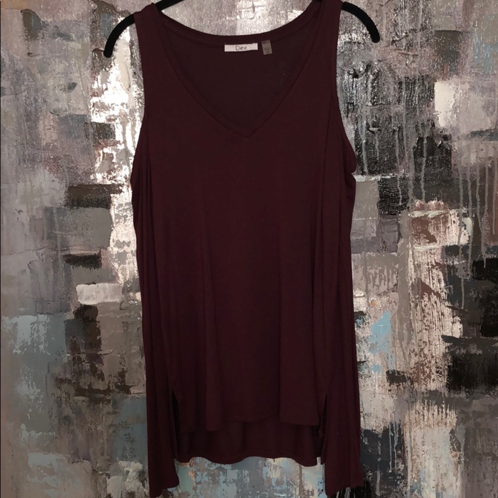 Burgundy Cold Shoulder Long Sleeve Shirt
